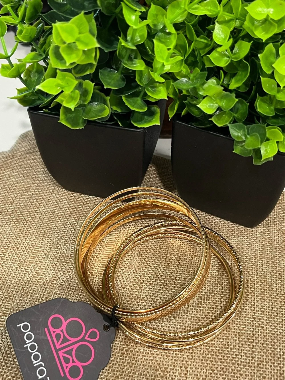 paparazzi Gold Textured Stackable Bangle Bracelet Set